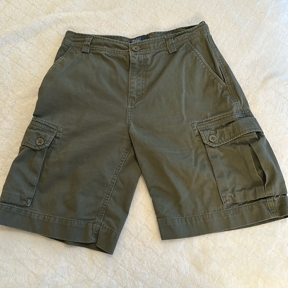 Polo Boys Army Green Cargo Shorts Size 14